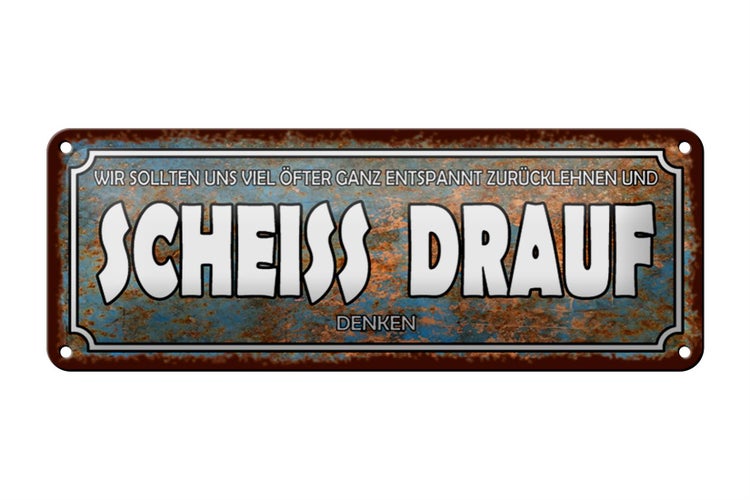 Blechschild Spruch 27x10cm wir sollten Scheiss drauf denken Dekoration
