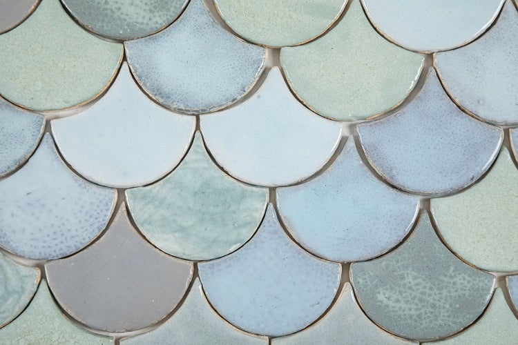 Keramikmosaik in Fischschuppenform für Wand- und Bodengestaltung