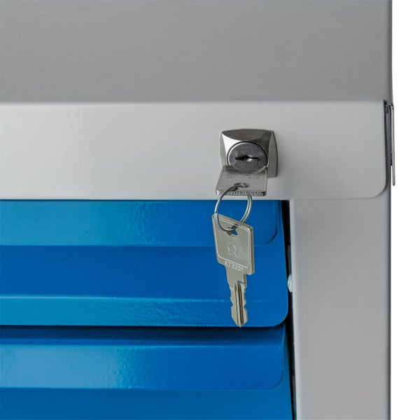 PROREGAL Schubladenschrank Kobra mit 5 Schubladen HxBxT 60 x 70 x 43,5 cm Lichtgrau Blau