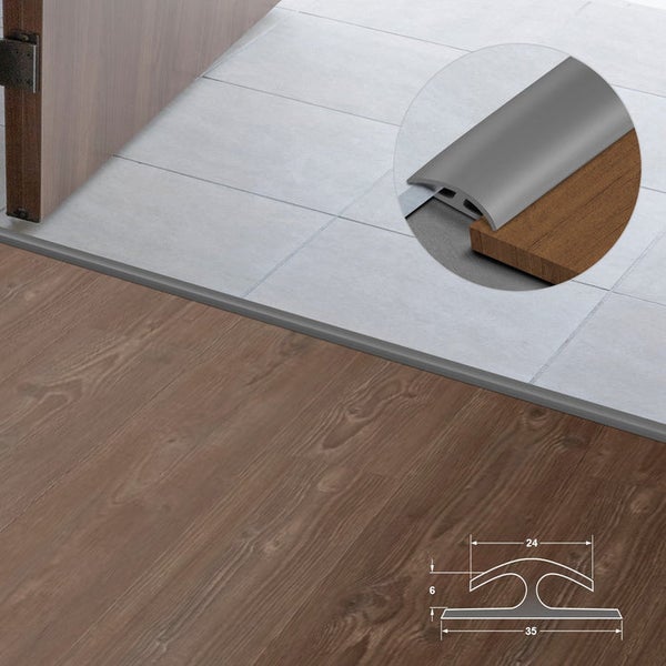 FLOORDIREKT Doppeleinfassleiste Übergangsprofil Jersey Selbstklebend 24 x 35 mm Grau