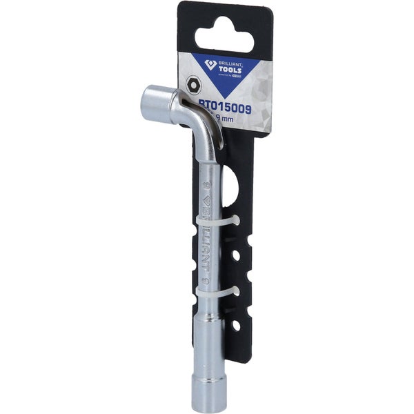 Brilliant Tools Winkelschlüssel 9 Millimeter, durchgesteckter Pfeifen-Steckschlüssel aus Metall.