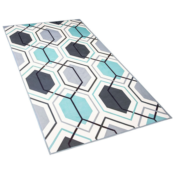 Moderner Teppich mit geometrischem Sechseck-Muster.