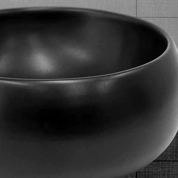 ML-Design Waschbecken aus Keramik in Schwarz matt Ø 400 x 155 mm mit Ablaufgarnitur, Runde Aufsatzwaschbecken, Moderne Waschtisch, Waschschale Waschplatz Handwaschbecken, für Badezimmer / Gäste-WC