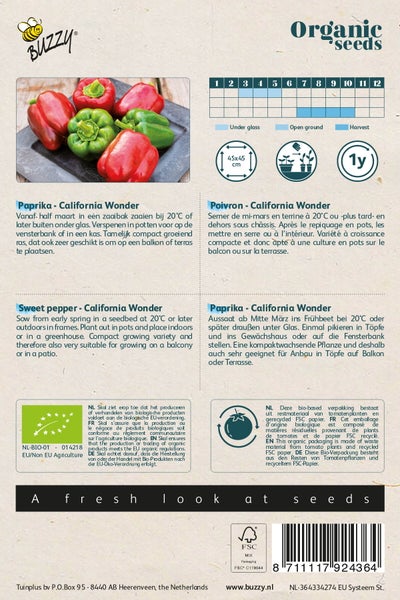 Paprika California Wonder Samenpackung für den biologischen Anbau
