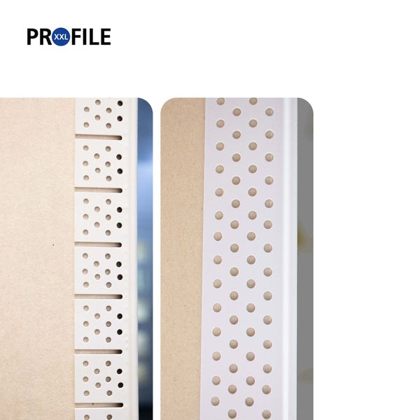 Profile XXL Logo. Eckprofile für den Trockenbau mit unterschiedlichen Perforationen zur Kantenverstärkung.