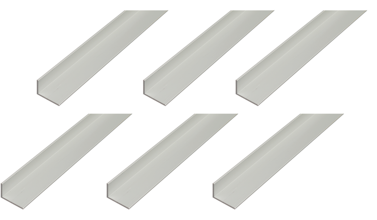 Fünf Aluminium Winkelprofile im Set für verschiedene handwerkliche Anwendungen