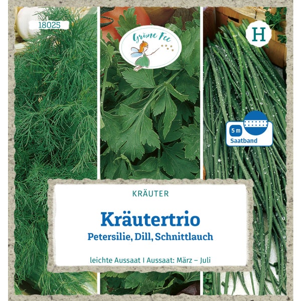 Kräutertrio Saatband 5 m Petersilie Dill Schnittlauch Samen von Grüne Fee