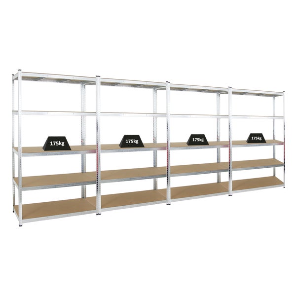 PROREGAL Mega Deal 4x Schwerlastregal Giant Ragnar HxBxT 200 x 120 x 50 cm Fachlast 175 kg Verzinkt