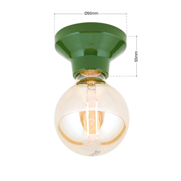 Deckenleuchte mit runder Glühbirne und Fassung, Durchmesser 95 mm, Höhe 55 mm