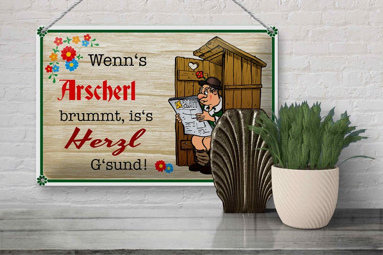Blechschild Spruch 30x20cm wenn's Arscherl brummt
