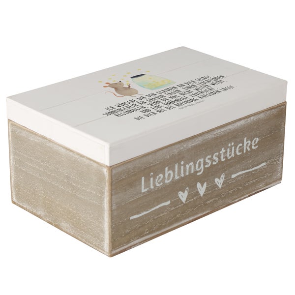 Mr. & Mrs. Panda 19 x 12 cm Holzkiste Maus Sterne - Weiß