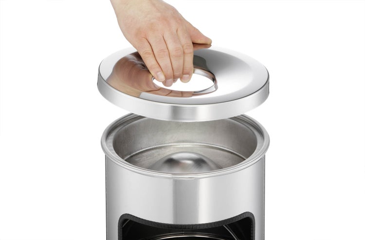 Durable 333223 Papierkorb Metall mit Ascher Safe, selbstlöschender Standaschenbecher mit 17l Mülleimer und 2l Ascher, silber