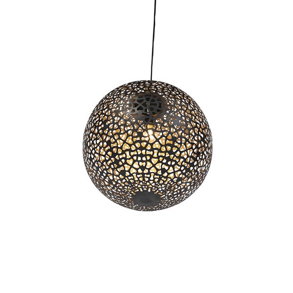 Hängelampe mit kugelförmigem, durchbrochenem Schirm