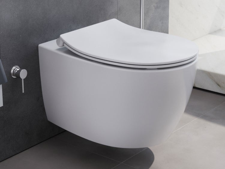 Aqua Bagno Taharet Design Hänge-Dusch-WC 10.10.02.02.WMKT – Spülrandlos – Weiß Matt – Bidetfunktion – Softclose WC-Sitz