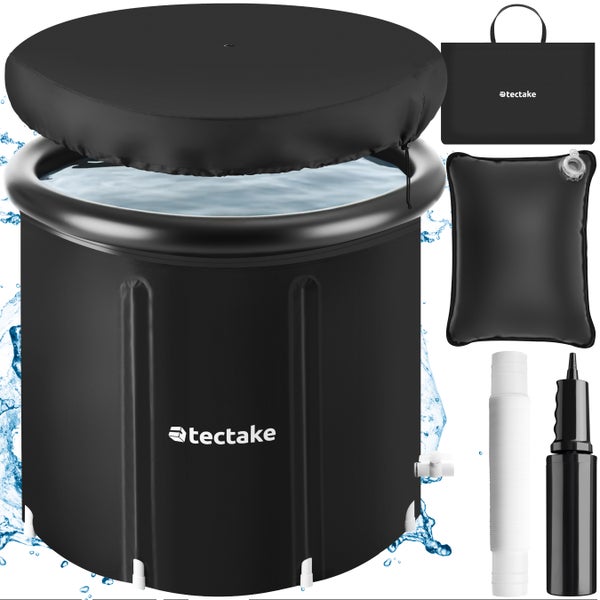 Eisbadetonne tectake Helsinki inkl. Tragetasche, Pumpe und Wasserkissen faltbar, mit 3-facher Isolierung schwarz