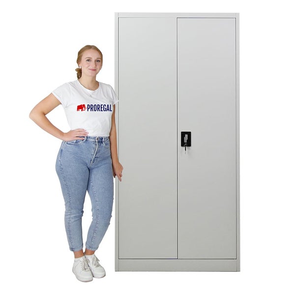 PROREGAL Mega Deal 3x Flügeltürenschrank ELEPHANT HxBxT 185 x 90 x 40 cm 4 Fachböden Lichtgrau