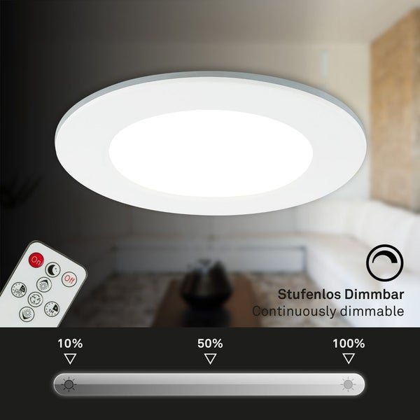 LED Einbauleuchten Bad 3er Set dimmbar Fernbedienung IP44 weiß Ø9,2cm Briloner
