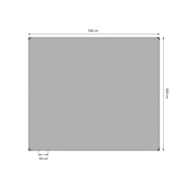 ECD Germany Premium Abdeckplane Gewebeplane mit Ösen, 5x7m 35m², 650g/m², Grau, PVC, Wasserdicht, Reißfest, 10 Haken, LKW-Plane Bootsplane Gartenplane Holzplane, Schutzplane für Gartenmöbel Pool Auto