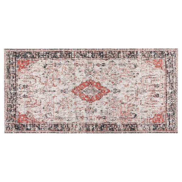 Teppich Baumwolle rot / beige 80 x 150 cm orientalisches Muster Kurzflor ATTERA