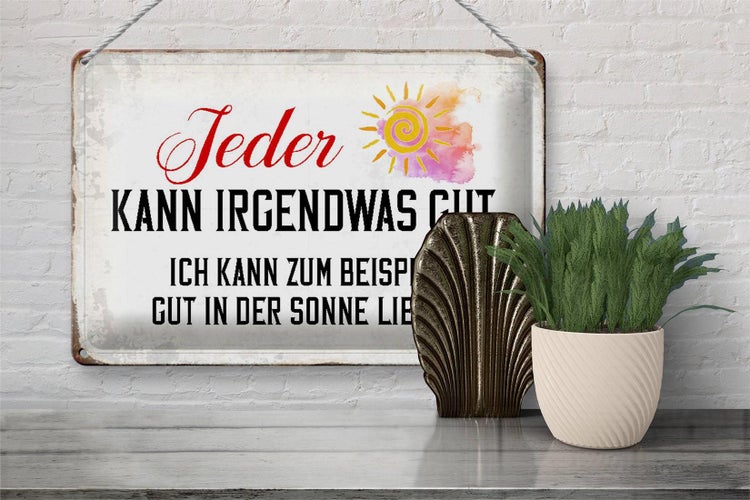 Blechschild Spruch 30x20cm jeder kann irgendwas gut Sonne
