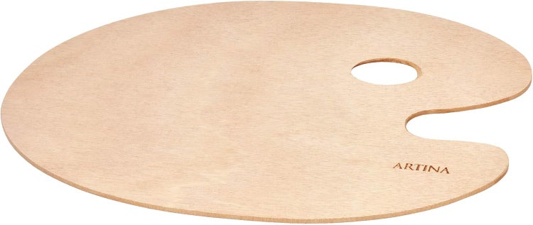 Holzpalette für Farben mit Daumenloch