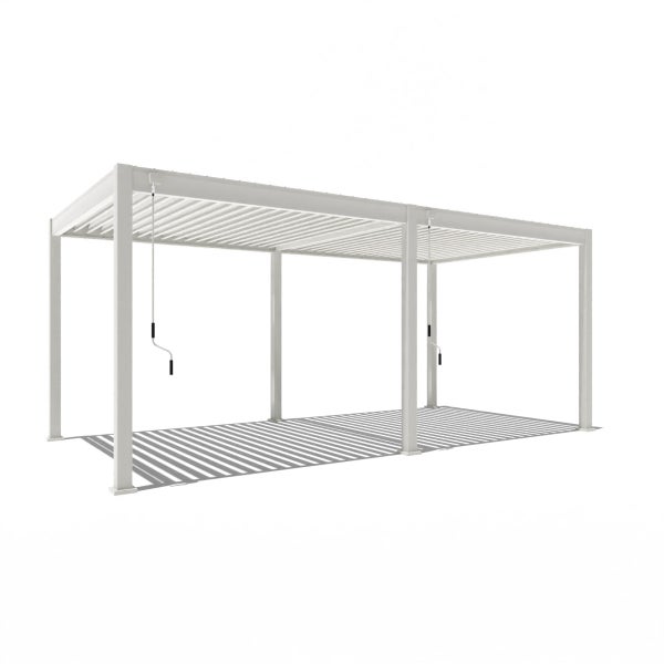 Weide Deluxe Pergola 3 x 6 M - Freistehend, Voll-Aluminium, Lamellendach, Weiß