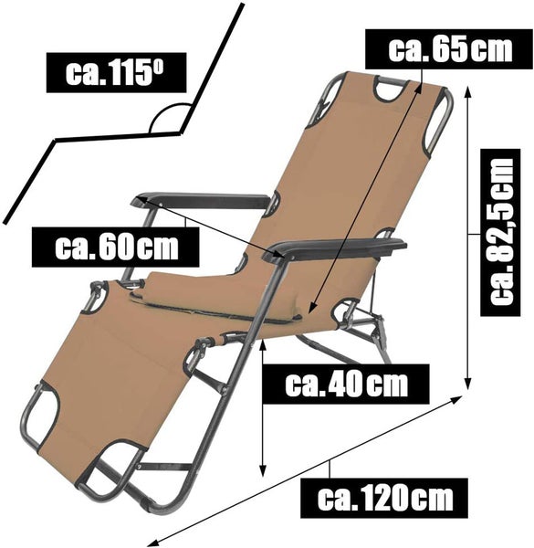 153x60 Garten Liegestuhl Klappbar - Outdoor Relaxliege Gartenstuhl Campingliege