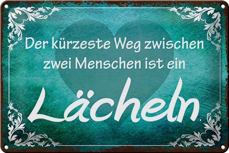 Blechschild Spruch 30x20cm der kürzeste Weg ist Lächeln