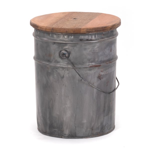 Beistelltisch  BARREL Metall rund mit Holzplatte