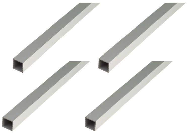 Vier Aluminium Vierkantrohre als Set für verschiedene Bauprojekte