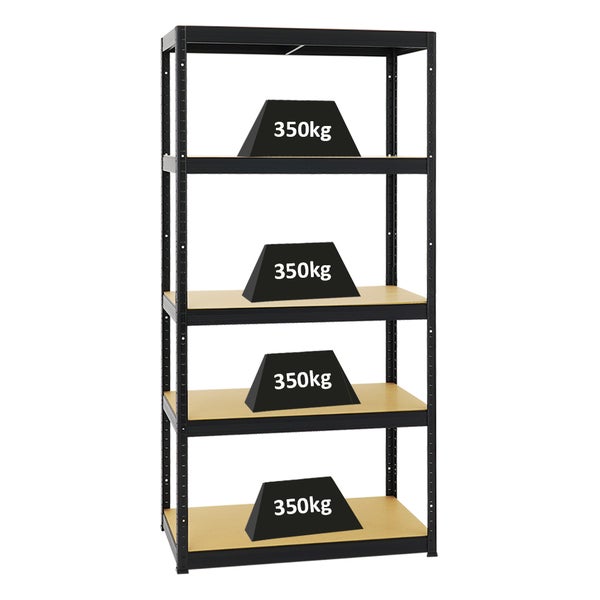 PROREGAL Schwerlastregal Slim Elephant S HxBxT 180 x 90 x 45 cm 5 Ebenen Fachlast 350 kg Schwarz