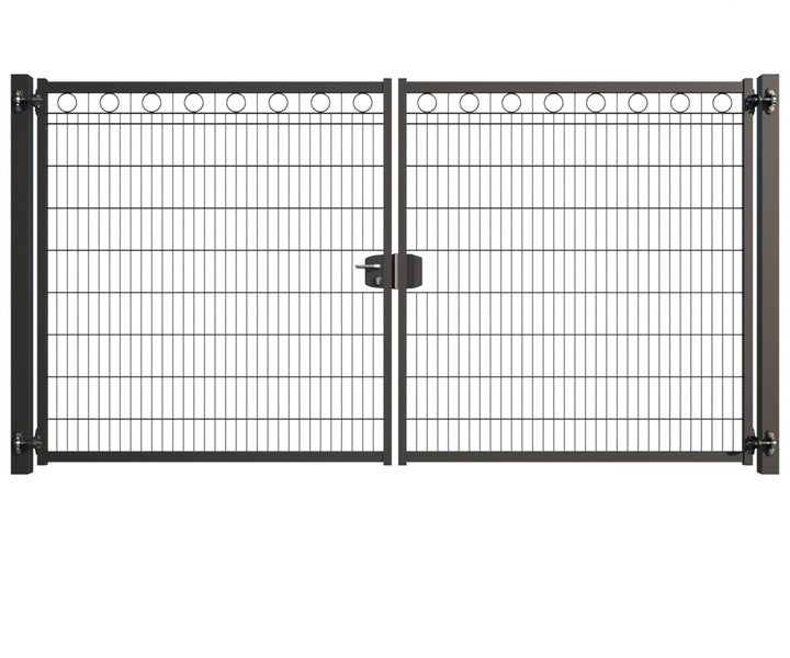 Doppelflügeltor aus Metall mit Schloss