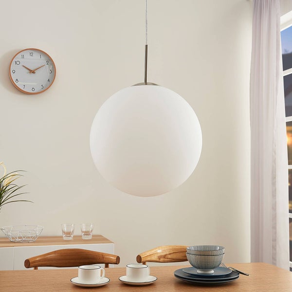 Lindby Pendelleuchte Rhona (Modern) in Weiß aus Glas (1 flammig, E27) - Hängelampe Esstischlampe Hängeleuchte Wohnzimmerleuchte