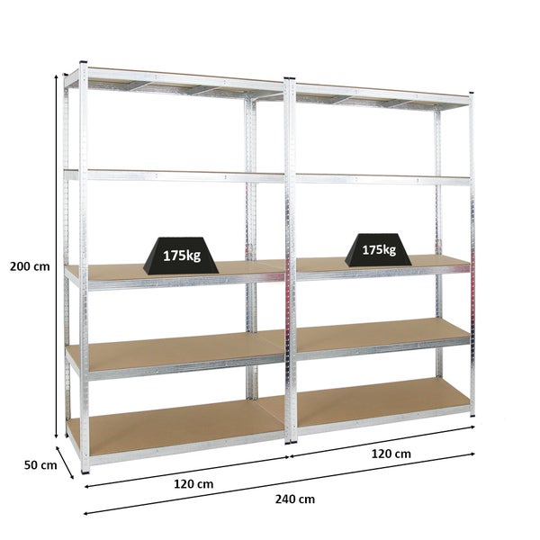 PROREGAL Mega Deal 2x Schwerlastregal Giant Ragnar HxBxT 200 x 120 x 50 cm Fachlast 175 kg Verzinkt