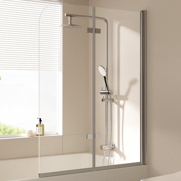 EMKE Badewannenaufsatz 2-teilig 110 x 140 cm – Duschwand für Badewanne, faltbar, mit Nano-Beschichtung zur einfachen Reinigung, 6mm ESG Glas