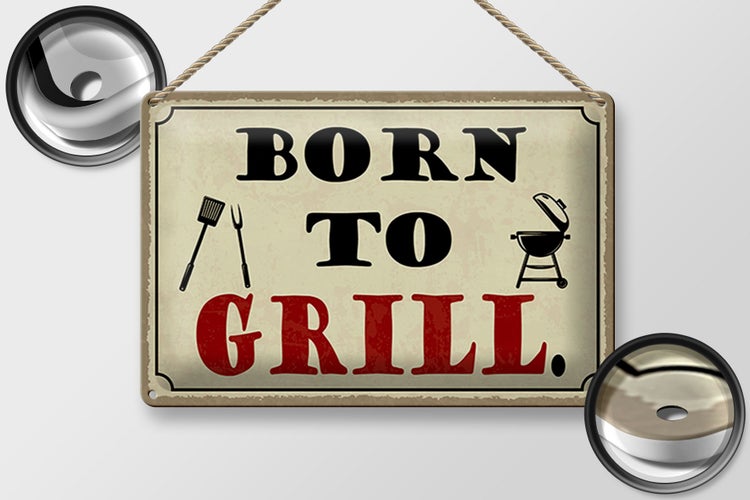 Blechschild Spruch 30x20cm born to Grill Grillen
