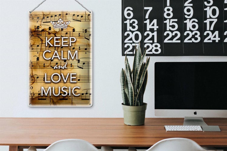 Blechschild Spruch 20x30cm Keep Calm and love music