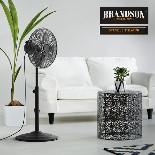 Brandson Standventilator 30 cm, 80° oszillierend, mobiler Lüfter, Standfuß höhenverstellbar, 3 Leistungsstufen, GS, Neigungswinkel 30° (verstellbar)