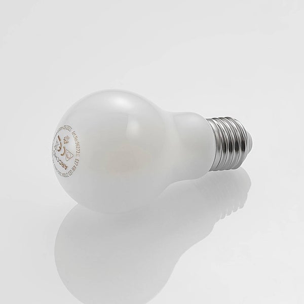 LED-Leuchtmittel in Birnenform mit E27-Sockel, mattes Glas, 4 Watt, 2700 Kelvin.