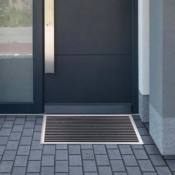 FLOORDIREKT Fußmatte Spectral - Aluminium-Türmatte - mit Textilfaser Rips/Bürsten - 68 x 98 cm