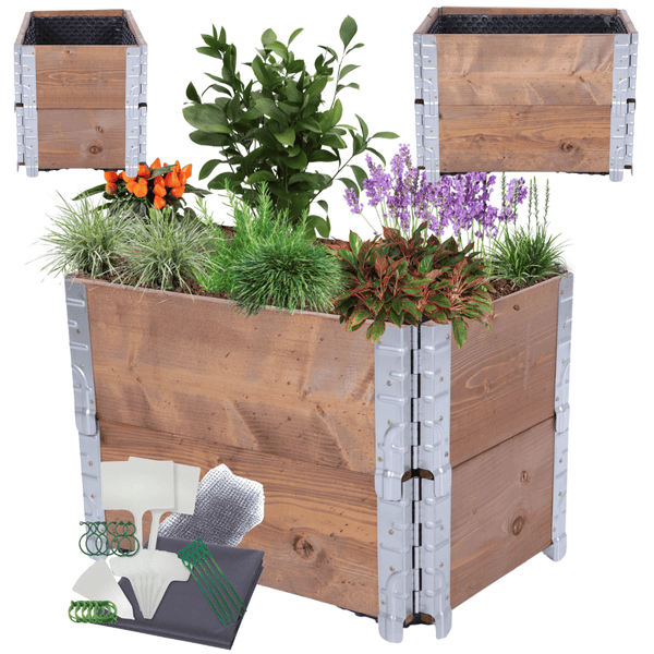 Hochbeetkisten GuardBox HxBxT 40x60x40 cm 2 Ebeneninkl. Luftpolsterfolie Braun