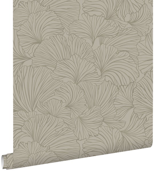 ESTAhome Tapete Ginkgoblätter Taupe - 0.53 x 10.05 m - 139615