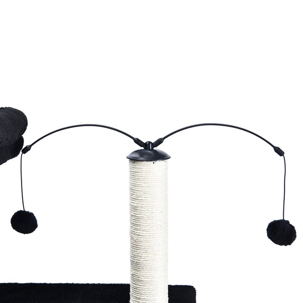Home Deluxe - Kratzbaum JAX - Farbe: Schwarz, Maße: 136 x 124 x 40 cm, Material: Polyester, Sisal, Gestell: MDF I Katzenbaum Kratzpfosten