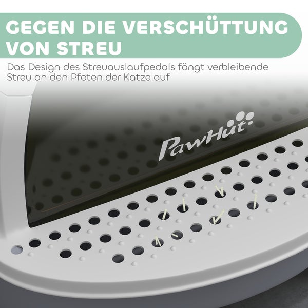 PawHut Katzenklo mit Streuauffanggitter zur Vermeidung von Verschüttung von Katzenstreu.