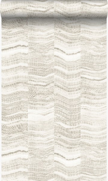 Origin Wallcoverings Tapete Zick-Zack-Mamorstreifen Beige - 53 cm x 10,05 m - 337245