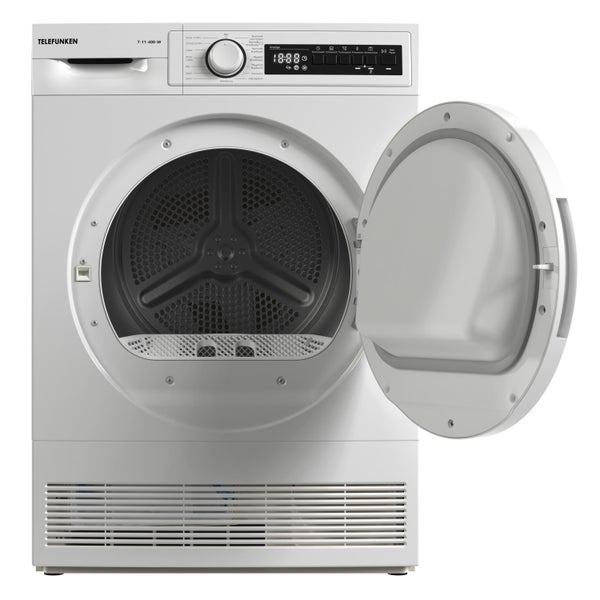 Telefunken T-11-400-W Kondenstrockner 7kg Trockner mit 15 Programmen Startzeitvorwahl & Knitterschutz weiß