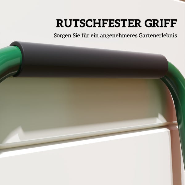 Detailaufnahme eines rutschfesten Griffs an einem Gartenprodukt