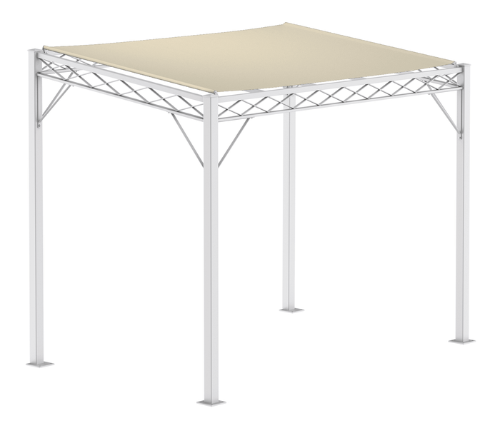 Pergola ELEO Ischia 2 x 3 m weiß - pulverbeschichtet | mit Sonnensegel ecru