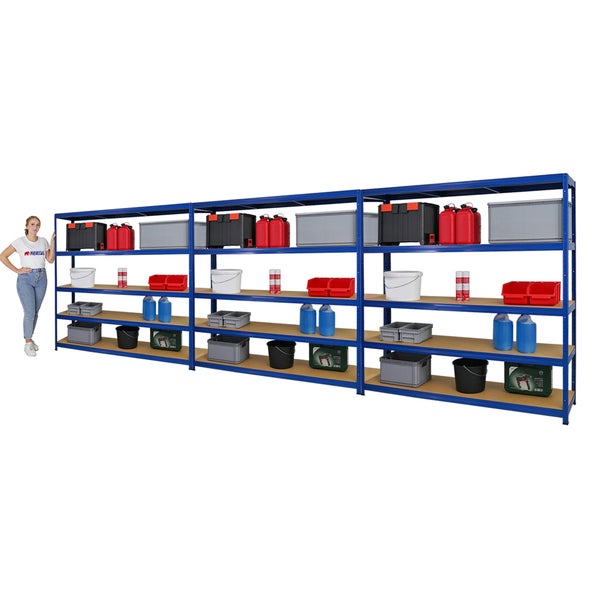 PROREGAL Mega Deal 3x Schwerlastregal Giant Elephant HxBxT 180 x 180 x 45 cm Fachlast 200 kg Blau