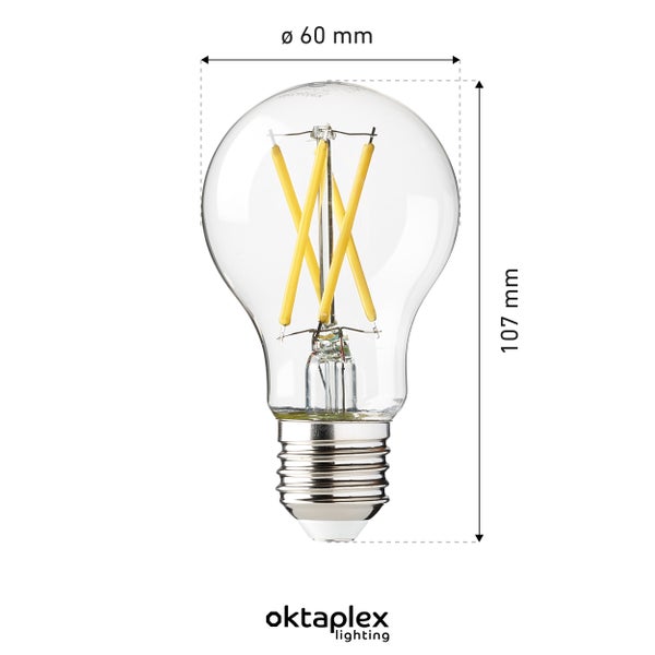 Oktaplex Glow 6er Set E27 Set LED Leuchtmittel 2700K Warmweiß 806lm 3,8W